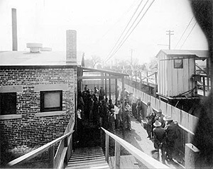 Mexicans wait to be bathed and deloused at the Santa Fe Bridge quarantine plant, El Paso, Texas, 1917. United States Public Health Service, National Archives. Mexicans wait to be bathed and deloused at the Santa Fe Bridge quarantine plant, El Paso, Texas, 1917. United States Public Health Service, National Archives.