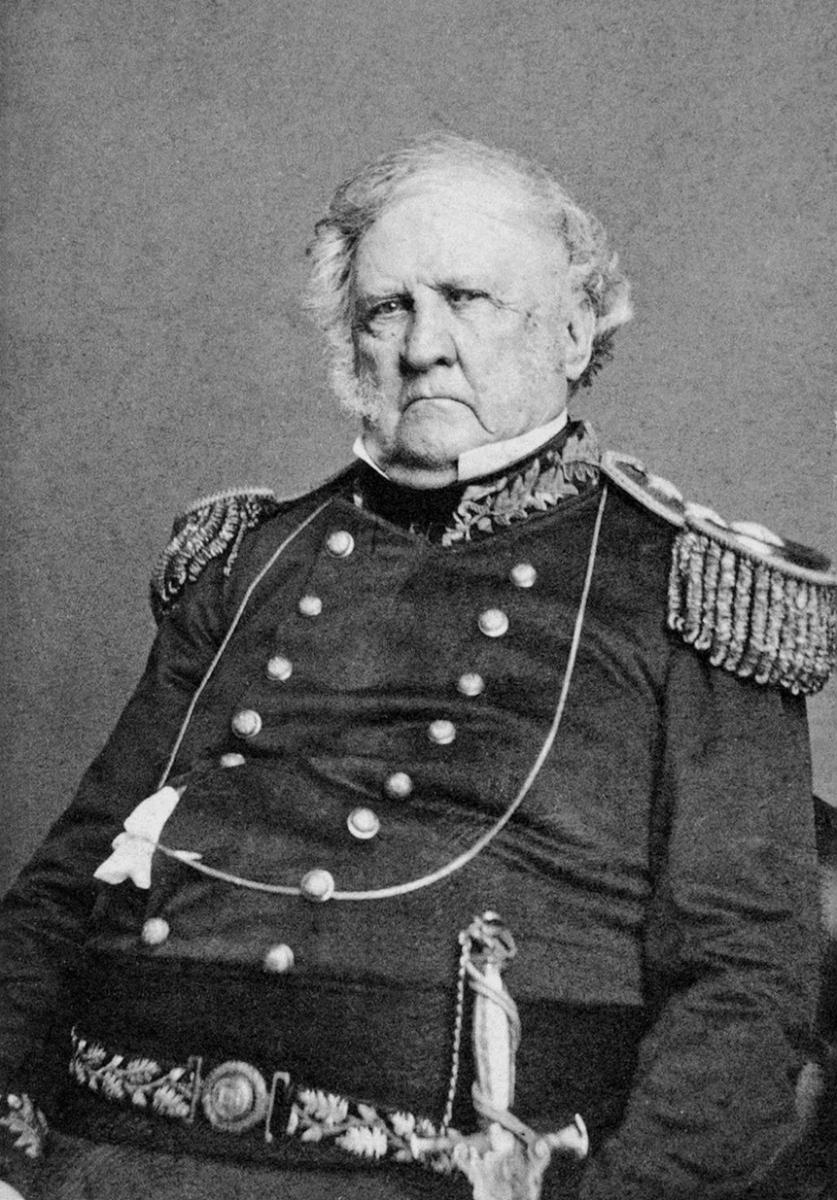 Winfield Scott, West Point, New York, June 10, 1862. Portrait by Charles D. Fredricks & Company. Courtesy of Wikimedia Commons. Image is in public domain. Winfield Scott, West Point, New York, June 10, 1862. Portrait by Charles D. Fredricks & Company. Courtesy of Wikimedia Commons. Image is in public domain.