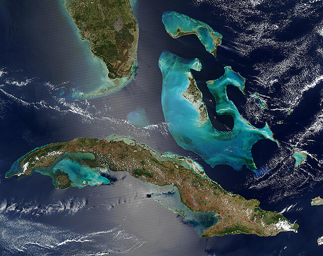 Jeff Schmaltz, Fires in the Bahamas, Florida, and Cuba, 2004. Jeff Schmaltz, Fires in the Bahamas, Florida, and Cuba, 2004.