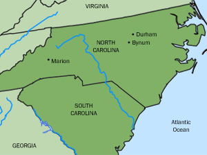Map of North Carolina and South Carolina, United States. Map of North Carolina and South Carolina, United States.
