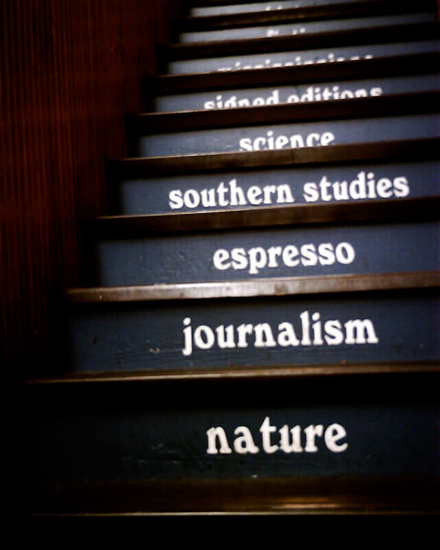 Staircase at Square Books, Oxford, Missippi, July 5, 2006. Photograph by Flickr user Lord_of_the_Flies. Creative Commons license CC BY-NC-SA 2.0. Staircase at Square Books, Oxford, Missippi, July 5, 2006. Photograph by Flickr user Lord_of_the_Flies. Creative Commons license CC BY-NC-SA 2.0.