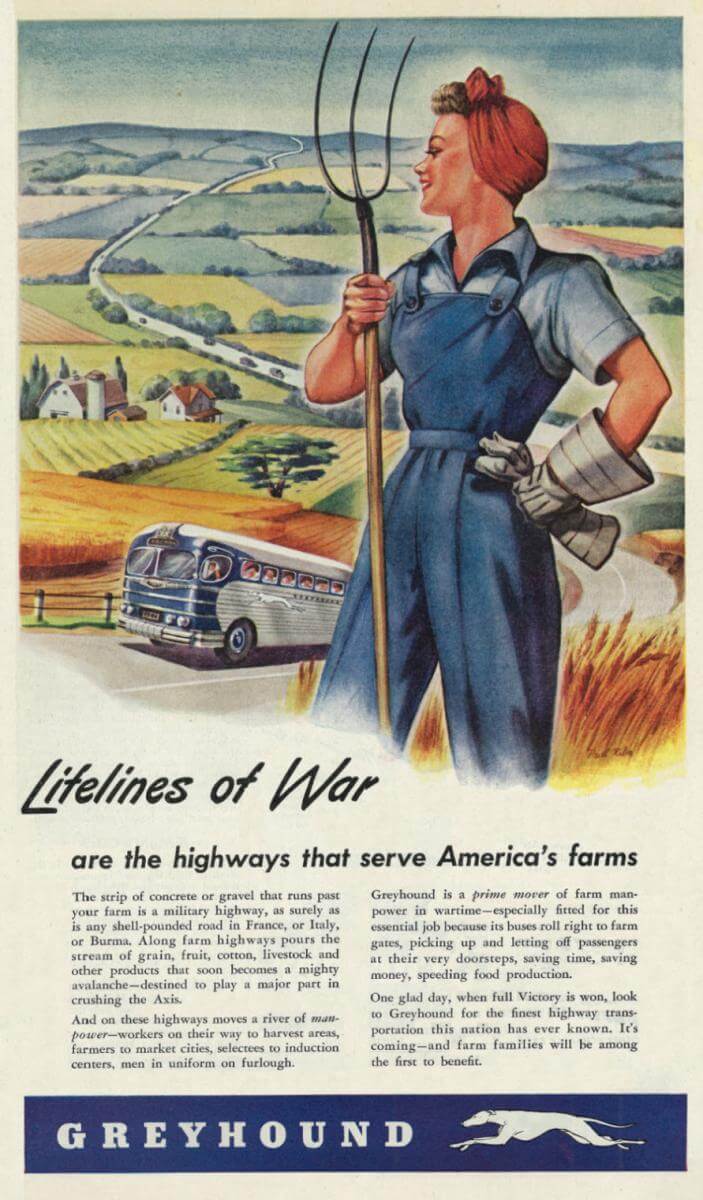 Lifelines of War, 1944. Advertisement originally printed in Country Gentleman, August 1944, Vol. 114 No. 8. Image uploaded by Flickr user Classic Film. Creative Commons license CC BY-NC 2.0.