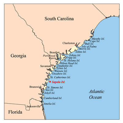 Sapelo Island in the Sea Islands Watershed. Courtesy of Wikimedia Commons. Creative Commons license CC BY-SA 2.5. Sapelo Island in the Sea Islands Watershed. Courtesy of Wikimedia Commons. Creative Commons license CC BY-SA 2.5.