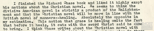 Letter dated 1 October 1960. Permission granted by The Mary Flannery O'Connor Charitable Trust. All rights reserved. Available through Emory's Manuscript, Archives, and Rare Book Library. Letter dated 1 October 1960. Permission granted by The Mary Flannery O'Connor Charitable Trust. All rights reserved. Available through Emory's Manuscript, Archives, and Rare Book Library.