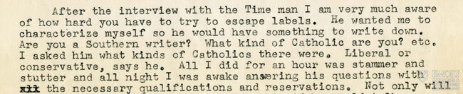 Letter dated 13 February 1960. Permission granted by The Mary Flannery O'Connor Charitable Trust. All rights reserved. Available through Emory's Manuscript, Archives, and Rare Book Library. Letter dated 13 February 1960. Permission granted by The Mary Flannery O'Connor Charitable Trust. All rights reserved. Available through Emory's Manuscript, Archives, and Rare Book Library.