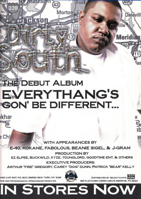 Promotional image for Everythang’s Gon’ Be Different by Dirty South. (Hard 2 Hit, 2001). Promotional image for Everythang’s Gon’ Be Different by Dirty South. (Hard 2 Hit, 2001).