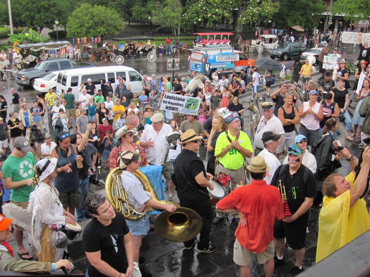 BP Oil Spill Protest NOLA Royalties Now, New Orleans, Louisiana, May 30, 2010. Photograph by Flickr user Infrogmation. Creative Commons license CC BY 2.0. BP Oil Spill Protest NOLA Royalties Now, New Orleans, Louisiana, May 30, 2010. Photograph by Flickr user Infrogmation. Creative Commons license CC BY 2.0.