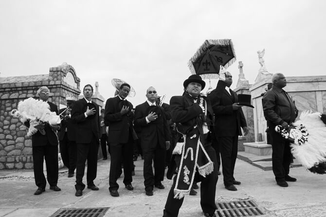 "Black Men of Labor Lead Doc Paulin's Jazz Funeral," New Orleans, Louisiana, November 25, 2007. Photograph by Derek Bridges. "Black Men of Labor Lead Doc Paulin's Jazz Funeral," New Orleans, Louisiana, November 25, 2007. Photograph by Derek Bridges.