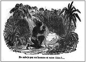 "Am I not a man and your brother?" Illustration on the cover of La Revue des Colonies 3 (1837): 376–392.  The story was originally published in this volume by Victor Séjour as "Le Mulâtre."  "Am I not a man and your brother?" Illustration on the cover of La Revue des Colonies 3 (1837): 376–392.  The story was originally published in this volume by Victor Séjour as "Le Mulâtre."