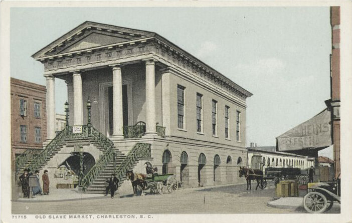 Old Slave Market, Charleston, South Carolina, ca. 1898–1931. Postcard by unknown creator. Courtesy of the New York Public Library Miriam and Ira D. Wallach Division, digitalcollections.nypl.org/items/510d47d9-3fca-a3d9-e040-e00a18064a99.  Old Slave Market, Charleston, South Carolina, ca. 1898–1931. Postcard by unknown creator. Courtesy of the New York Public Library Miriam and Ira D. Wallach Division, digitalcollections.nypl.org/items/510d47d9-3fca-a3d9-e040-e00a18064a99.