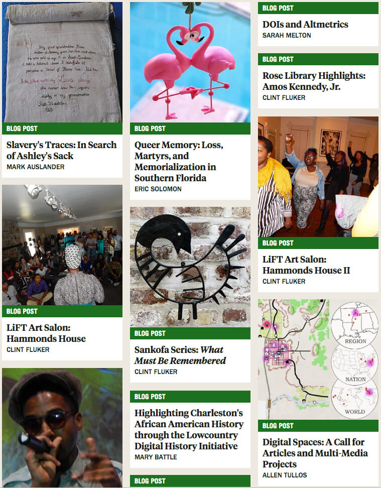 Southern Spaces blog posts, 2017. Screenshot courtesy of Southern Spaces. Southern Spaces blog posts, 2017. Screenshot courtesy of Southern Spaces.