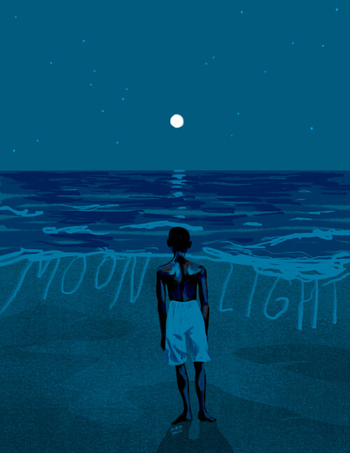 "In moonlight, black boys look blue," alternative poster created by Subin Yang, 2016. Courtesy of Subin Yang. "In moonlight, black boys look blue," alternative poster created by Subin Yang, 2016. Courtesy of Subin Yang.
