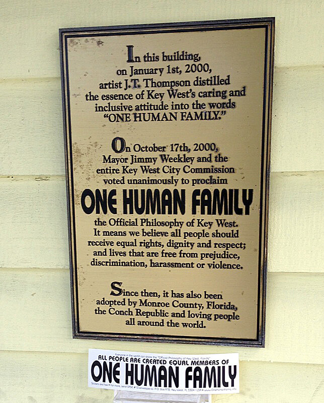 One Human Family sign, Key West, Florida, December 18, 2012. Photograph courtesy of Flickr users Ed and Eddie. Creative Commons license CC BY-SA 2.0. One Human Family sign, Key West, Florida, December 18, 2012. Photograph courtesy of Flickr users Ed and Eddie. Creative Commons license CC BY-SA 2.0.