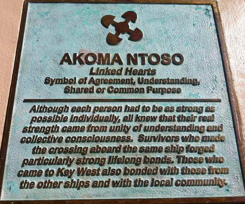 Akoma Ntoso Adinkra symbol, African Cemetery at Higgs Beach memorial plaza, Key West, Florida, March 2014. Photograph courtesy of the author. Akoma Ntoso Adinkra symbol, African Cemetery at Higgs Beach memorial plaza, Key West, Florida, March 2014. Photograph courtesy of the author.