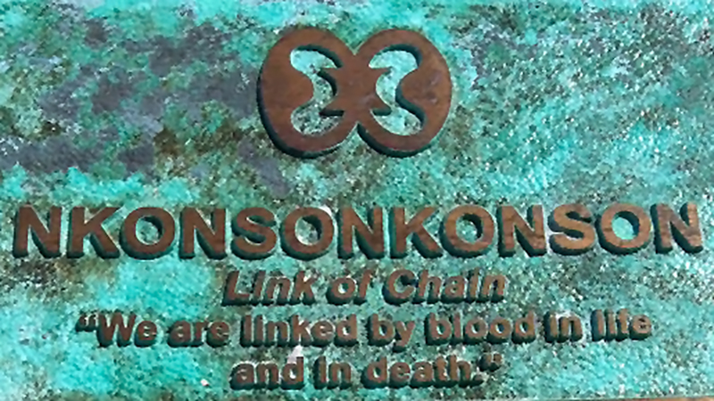 Nkonsonkonson: "We are linked by blood in life and in death." Adinkra symbol at the African Cemetery at Higgs Beach, Key West, Florida, March 2014. Photographs courtesy of the author. Nkonsonkonson: "We are linked by blood in life and in death." Adinkra symbol at the African Cemetery at Higgs Beach, Key West, Florida, March 2014. Photographs courtesy of the author.