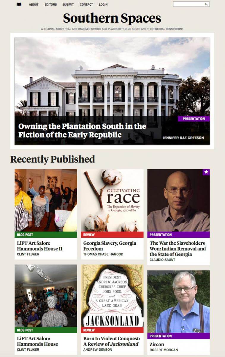Drupal 7 Southern Spaces redesign, 2015. Screenshot courtesy of Southern Spaces. Drupal 7 Southern Spaces redesign, 2015. Screenshot courtesy of Southern Spaces.