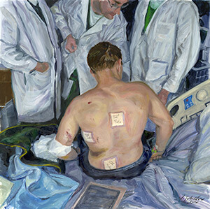 The Assessment (Spc. Nick Weishaar), 2012, Oil on board by Victor Juhasz. Reproduced by permission of  The Assessment (Spc. Nick Weishaar), 2012, Oil on board by Victor Juhasz. Reproduced by permission of
